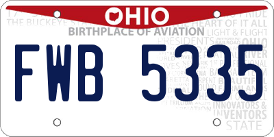 OH license plate FWB5335