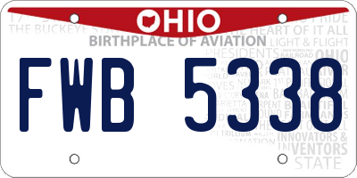 OH license plate FWB5338
