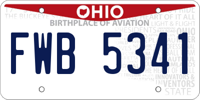 OH license plate FWB5341