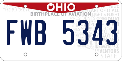 OH license plate FWB5343