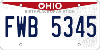 OH license plate FWB5345