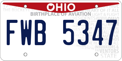 OH license plate FWB5347