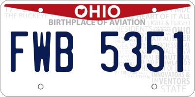 OH license plate FWB5351