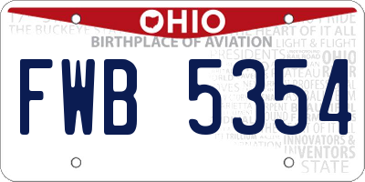 OH license plate FWB5354
