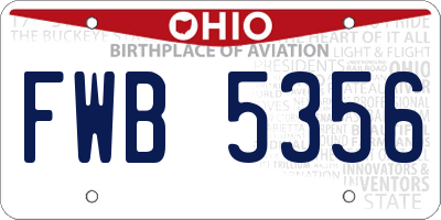 OH license plate FWB5356