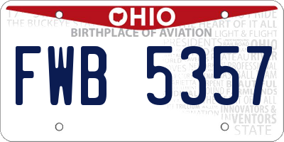 OH license plate FWB5357