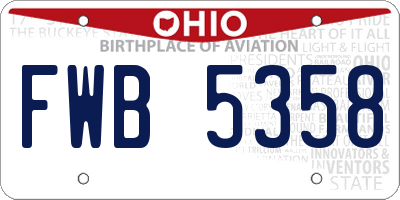 OH license plate FWB5358