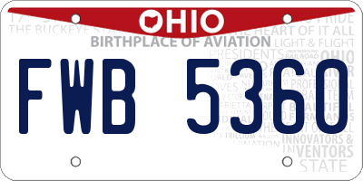 OH license plate FWB5360