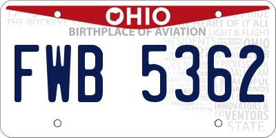 OH license plate FWB5362