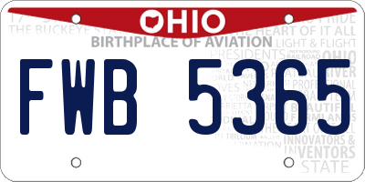OH license plate FWB5365