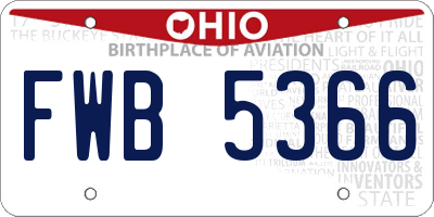 OH license plate FWB5366