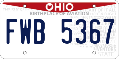 OH license plate FWB5367