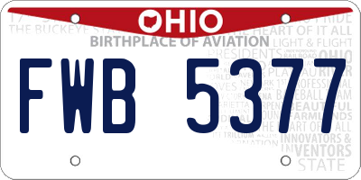 OH license plate FWB5377