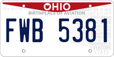 OH license plate FWB5381