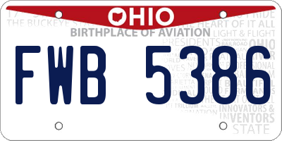 OH license plate FWB5386