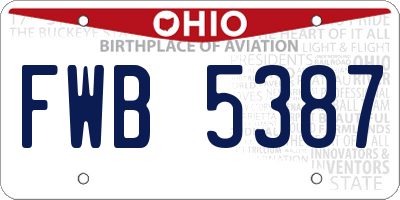 OH license plate FWB5387