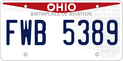 OH license plate FWB5389