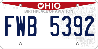OH license plate FWB5392
