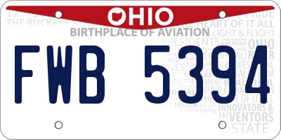 OH license plate FWB5394