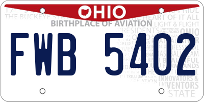 OH license plate FWB5402