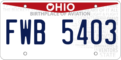OH license plate FWB5403