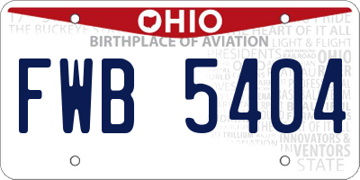 OH license plate FWB5404