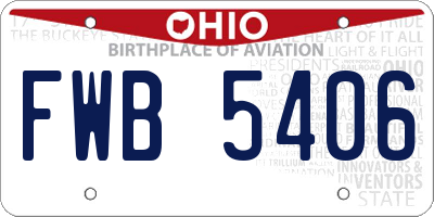 OH license plate FWB5406