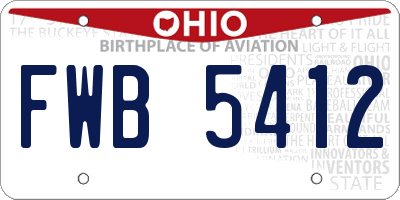 OH license plate FWB5412