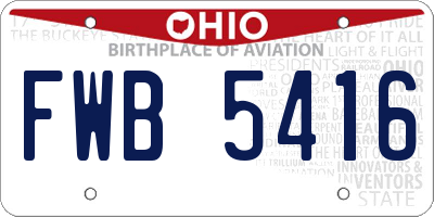 OH license plate FWB5416