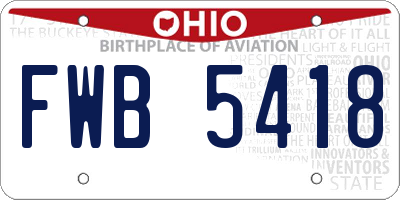 OH license plate FWB5418