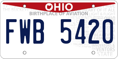 OH license plate FWB5420