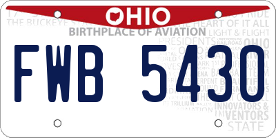 OH license plate FWB5430