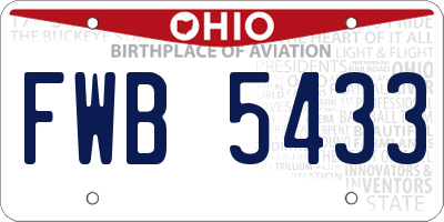 OH license plate FWB5433