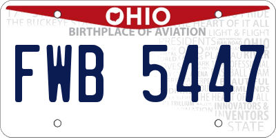OH license plate FWB5447