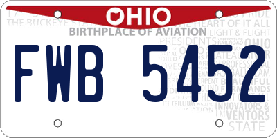 OH license plate FWB5452