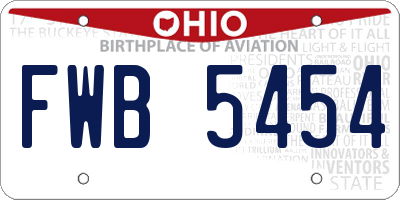 OH license plate FWB5454