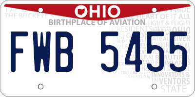 OH license plate FWB5455