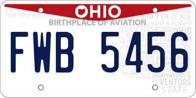 OH license plate FWB5456
