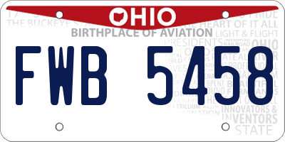 OH license plate FWB5458