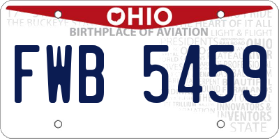 OH license plate FWB5459