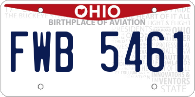 OH license plate FWB5461