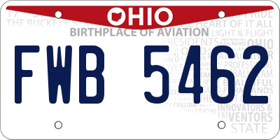 OH license plate FWB5462
