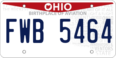 OH license plate FWB5464
