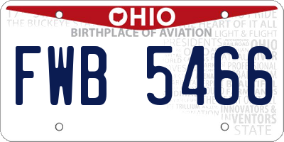 OH license plate FWB5466