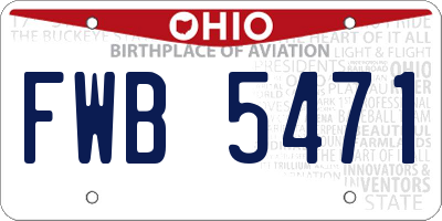 OH license plate FWB5471