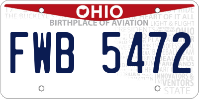 OH license plate FWB5472