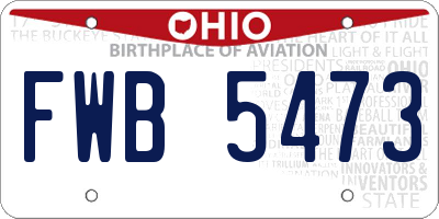 OH license plate FWB5473