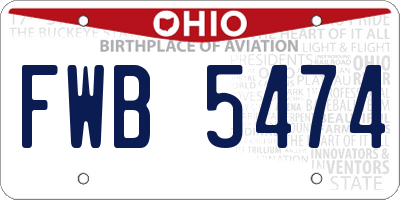 OH license plate FWB5474