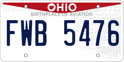 OH license plate FWB5476
