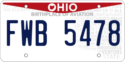 OH license plate FWB5478